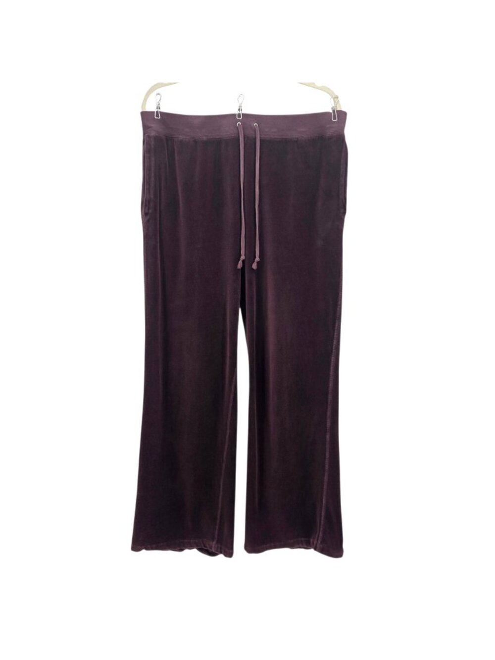 Vintage Juicy Couture Womens Large Pants Velour Wide Leg Track Pants Brown